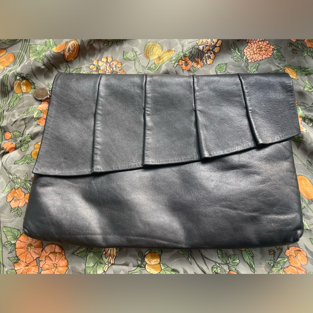 Retro Black Leather Clutch